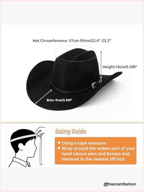 Wide Brim Cowboy Hat with Belt Buckle - Unisex Western Fedora main image 4